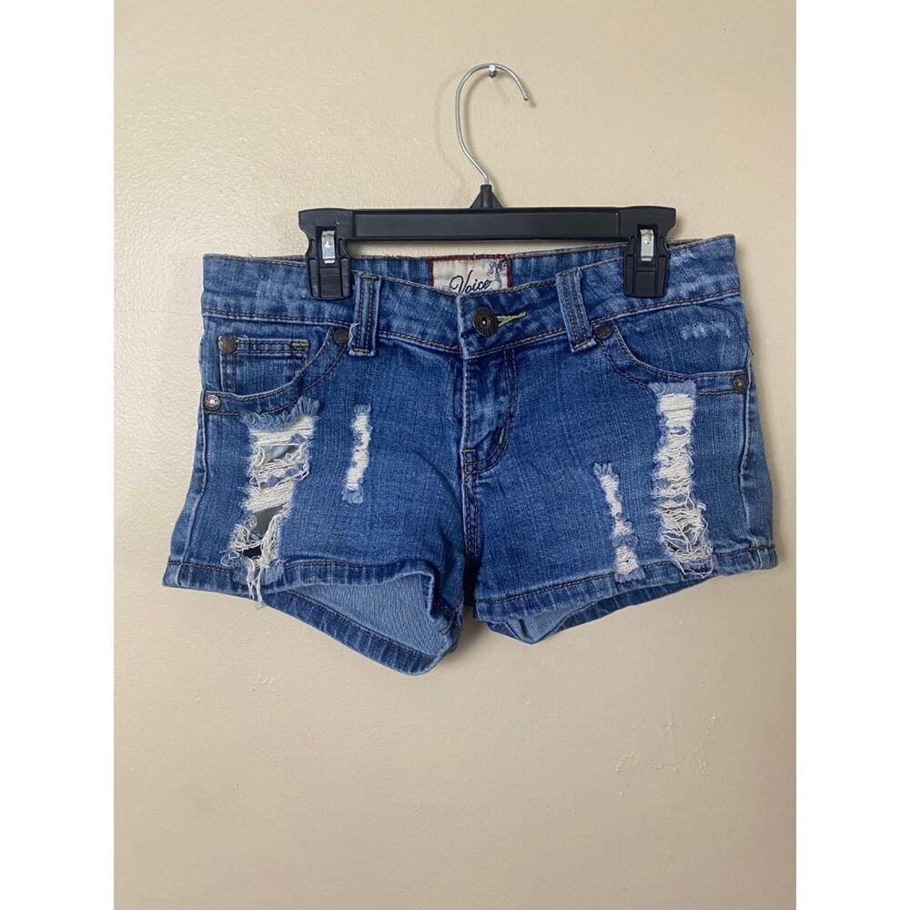 vintage Retro 2000s Y2K Micro Low Rise Pocket Denim Jean Shorts medium 7 women’s